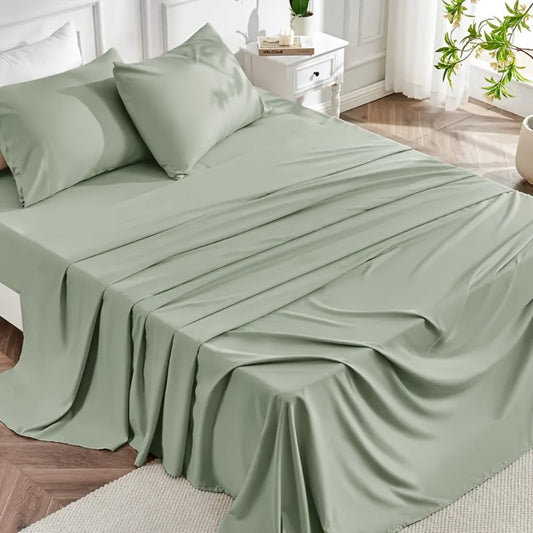 Bed Sheet Set 4-Piece 2200TC Bamboo Blend with 16-Inch Pocket and Twin, Full, Queen or King Sizing