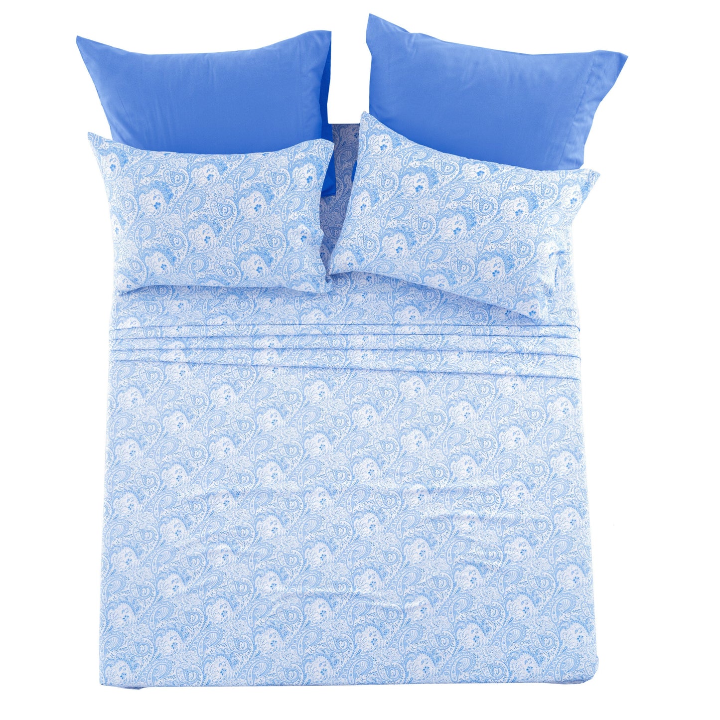 Bed Sheet Set 6-Piece Paisley Brushed Microfiber with 16-Inch Pocket and Six Size Families