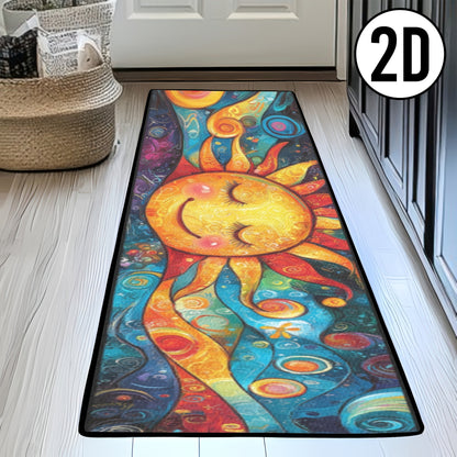 Boho Runner Rug Mandala Non-Slip Washable Soft Polyester Kitchen Hallway Mat Sun Totem Colorful Pattern Living Room Bathroom 5 Designs