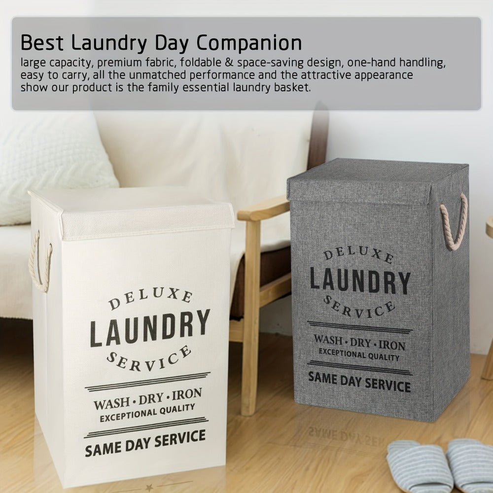 Laundry Hamper Collection in Black or Gray Lidded Styles and One- or Three-Pack Foldable Basket Options