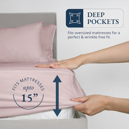 Three-Piece Fitted Sheet Set in Twelve Colors with Exact Twin, Full, Queen and King Size Options