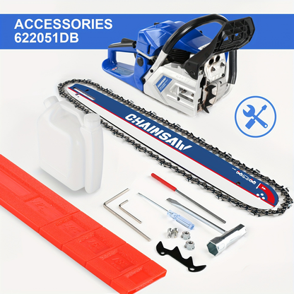 62CC 20-Inch Gas Chainsaw Kit in Five Colors with Bar Cover, Tool Pouch and Fuel Container