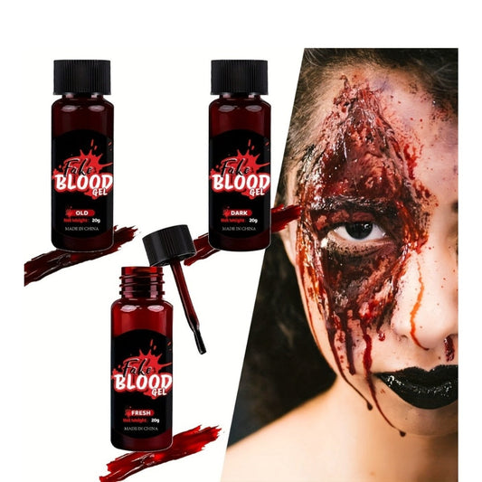Fake Blood Makeup Kit 3pcs SFX Paste with Brush – Realistic Fresh Dark & Old Blood Special Effects Makeup for Halloween Zombie Vampire Cosplay Theater & Film