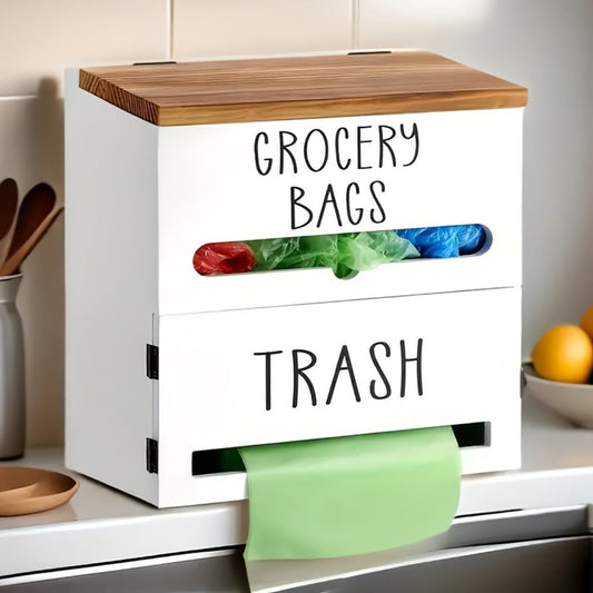 Garbage Bag Dispenser Kitchen Organizer Wall-Mount or Under-Sink Rack in Single or Dual Compartments