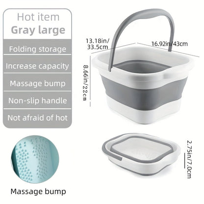 Foldable 3.96-Gallon Foot Bath Basin with Carry Handle, Raised Massage Surface and Four Colors