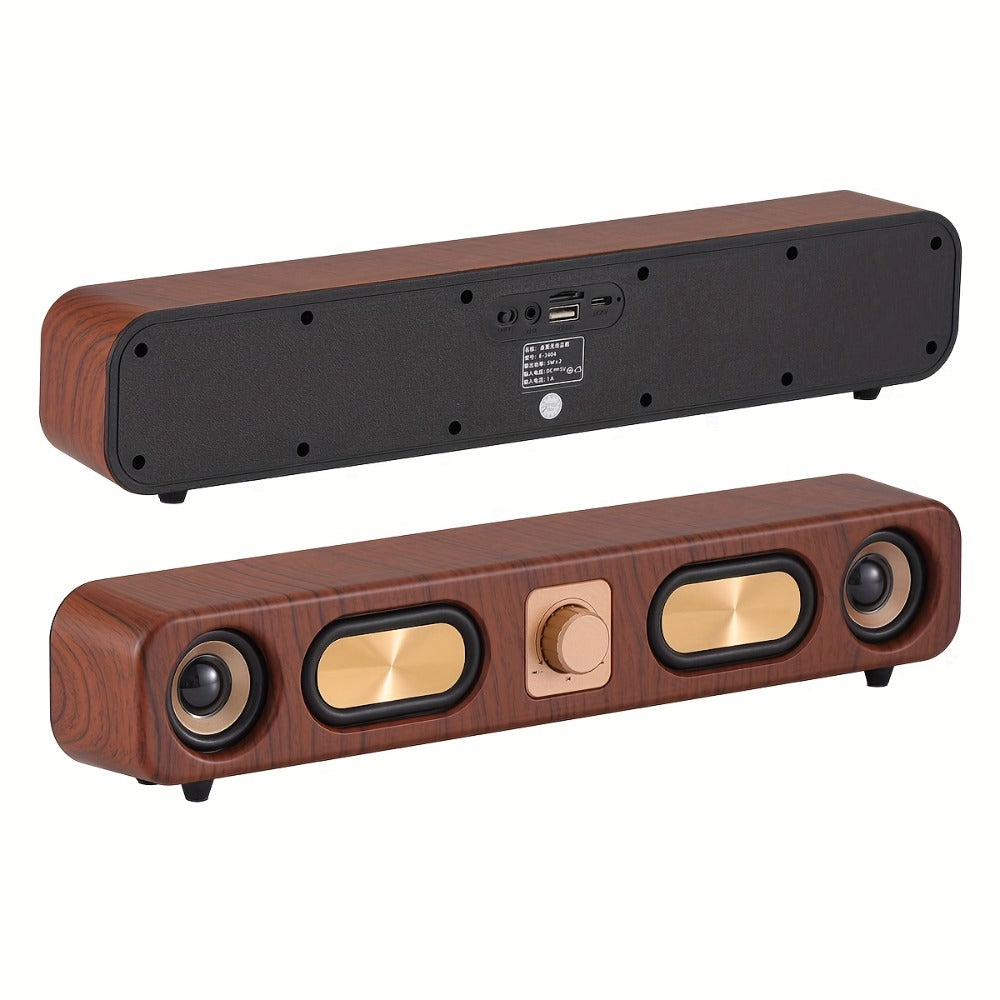 Classic Vintage 10W Bluetooth Desktop Soundbar with Dual 2-Inch Speakers, USB & 3.5mm AUX & TF Card Input, Wireless Computer Speaker for PC Monitor Laptop Home Office