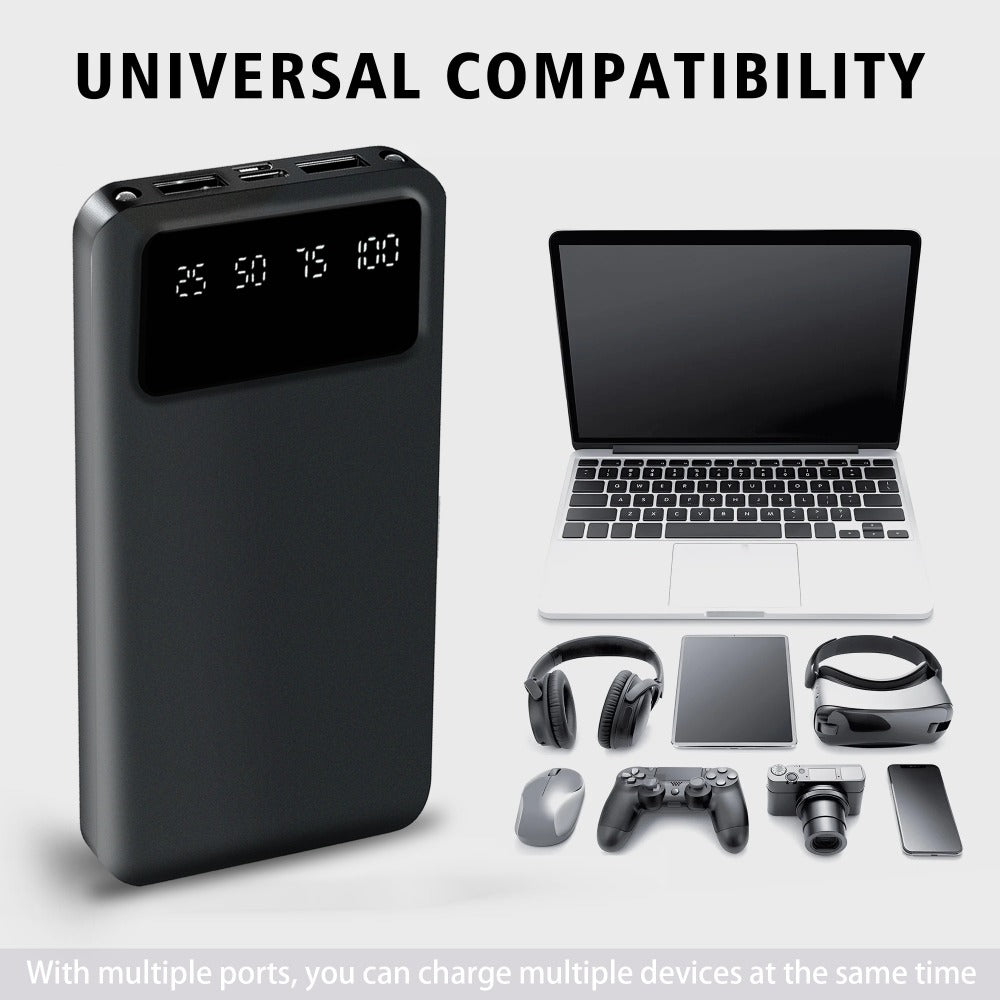 Power Bank 20000mAh with Dual USB Output, USB-C and Micro Input, 5V/2.1A and Digital Display