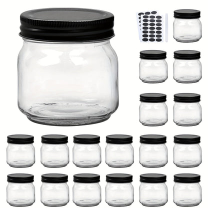 8 oz Glass Mason-Style Storage Jar Multipacks with 9, 18, 27 or 36 Jars and Four Lid Configurations