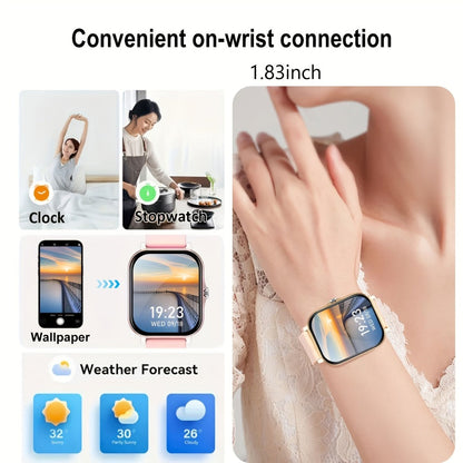 Smartwatch with Navigation & Dual Strap 1.83" TFT Full Touch Screen, Wireless Calling, Remote Camera, Music Player, Message Alerts – For Men & Women iPhone & Android