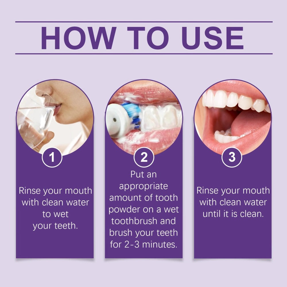 Purple Teeth Whitening Powder - 9D Color Correcting Tooth Powder for Brightening, 360° Deep Cleansing & 12H Fresh Breath, 50g Natural Dental Whitening Powder by Brushing Only