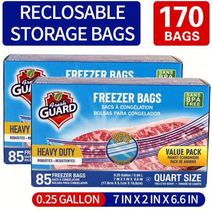 Reclosable Kitchen Storage Bags in Quarter-, One- or Two-Gallon Sizes with Five Count and Pack Options