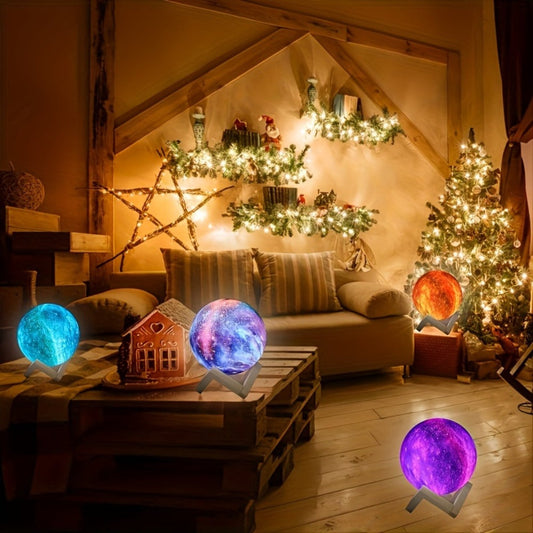 3D Moon Lamp 16 Colors LED Night Light with Remote Control USB Powered Solid Wood Stand 16 Inch Colorful Ball Moon Light Unique Birthday Gift for Bedroom Home Decor Kids Adults