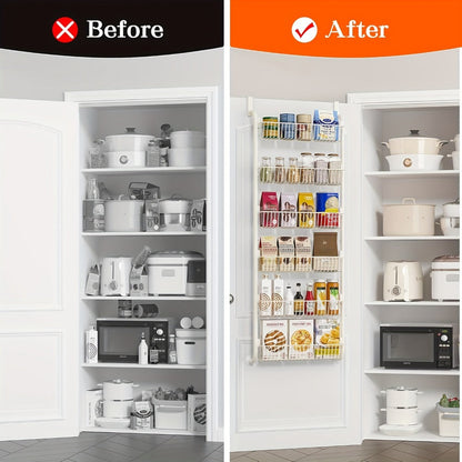 Over-the-Door Organizer Rack in 6- or 8-Tier Options with White or Black Frame Size Choices