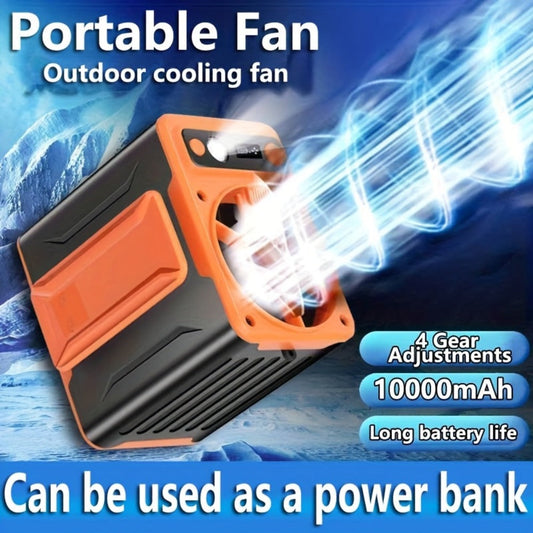 Portable Clip Fan 10000mAh Rechargeable Wearable Belt Fan with 22H Battery Life 4 Speed Settings 8000RPM Strong Airflow for Outdoor Camping Hiking Jobsite Farming Traveling Fishing