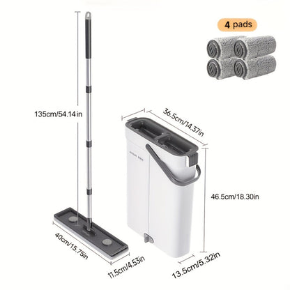 Spin Mop and Bucket Set with Wringer 360° Flat Mop Microfiber Pads Long Handle for Hardwood for Home Cooking, Dining and Outdoor Meals