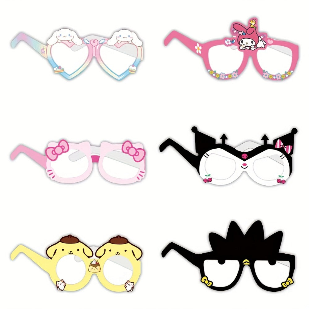 Sanrio Photo Booth Glasses Props 12 Pcs Hello Kitty Kuromi My Melody Cinnamoroll Gudetama – Licensed Paper Party Eyewear for Birthday Party Favors, Holiday Celebrations, Kawaii Themed Events & Seasonal Decor