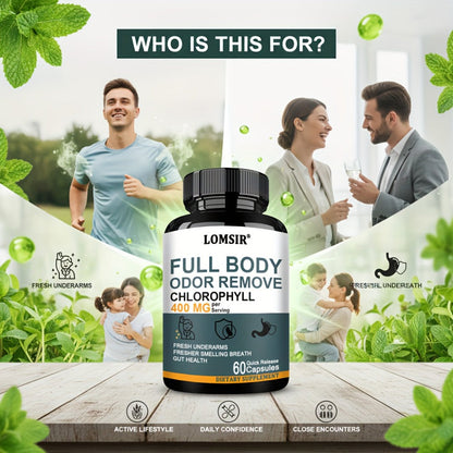 Dietary Supplement Chlorophyll 400mg Capsules with Matcha, Apple Cider Vinegar and Botanical Blend, 60 Count