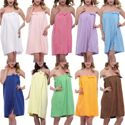 Women's Bath Wrap in Orange, Yellow, Pink or Green Checkout Colors with Adjustable Closure Detail