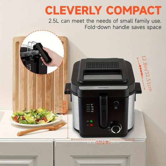Deep Fryer 1500W Electric – Non-Stick Stainless Steel Frying Pot with Adjustable Temperature Control & Frying Basket, 1.5L / 2.5L / 3L / 5L / 6L Capacity for Home Kitchen