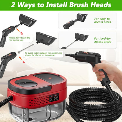 Handheld Steam Cleaner 1500W High Pressure 54.1oz Tank 3-Level Adjustable Portable Steamer for Home Car Furniture Tile Grout Bed Bugs Bathroom Kitchen Floor Upholstery