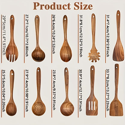 Wooden Kitchen Utensil Set with Five-, Six- or Ten-Piece Configurations and Optional Storage Box
