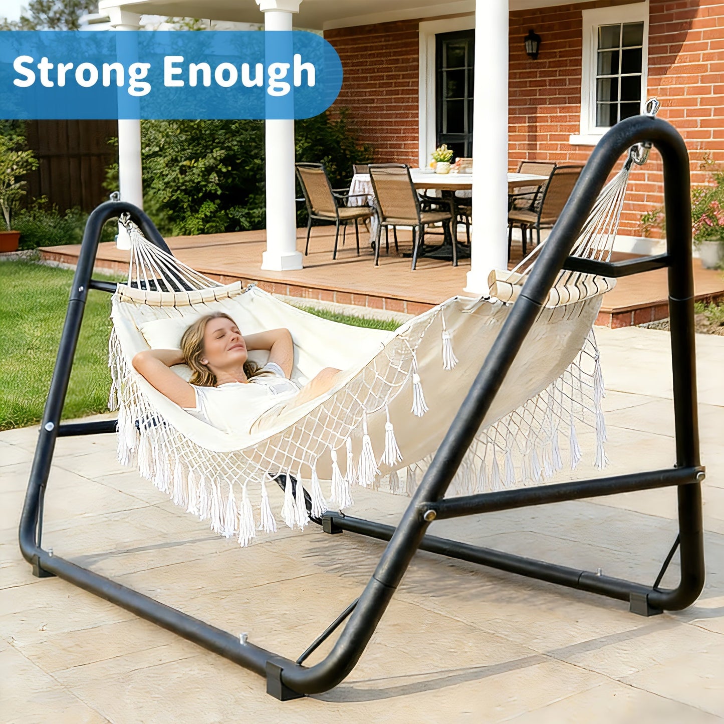 Hammock with Stand Outdoor 600 lbs Capacity Anti-Rollover Heavy Duty Portable Camping Backyard Patio Hammock Bed White Grey Black