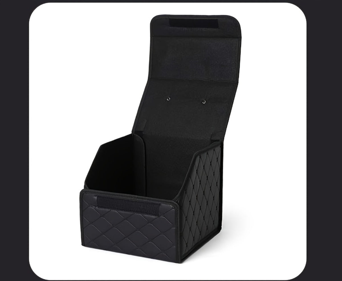 Car Trunk Organizer, Foldable Faux Leather Bow-Detail Box in 30L or 35L Size with Pink and Black Options