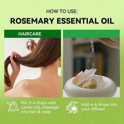Rosemary Essential Oil Set with Three 100mL Amber Dropper Bottles for Home Fragrance and DIY Scent Projects