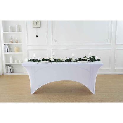 Tablecloth Fitted Stretch Cover Set for 4, 6 or 8-Foot Rectangle Tables in 3 or 5-Piece Packs