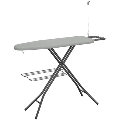 Ironing Board Full Size Foldable Height Adjustable with Clothes Rack Cord Holder 4-Layer Pad Heavy Duty Steel Legs for Laundry Room Living Room Dorm