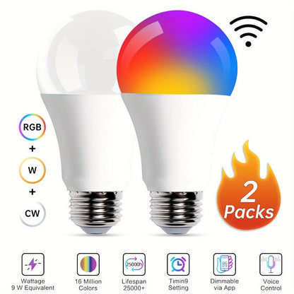 A19 E26 Wi-Fi Smart Light Bulbs with RGB and Tunable White Modes in Six-, Eight- or Ten-Bulb Packs
