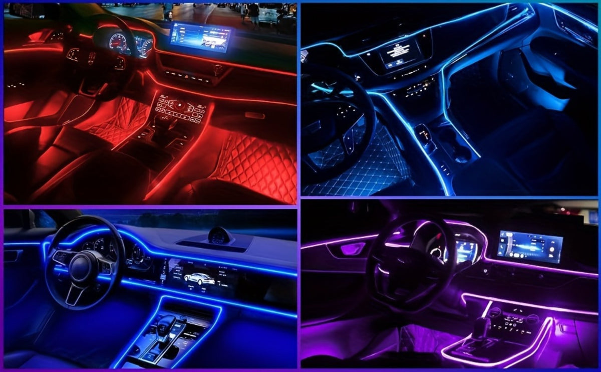 Car Interior Fiber-Style Ambient Light Kit with 5-in-1 Remote or 196.85-Inch App-Control Checkout Options