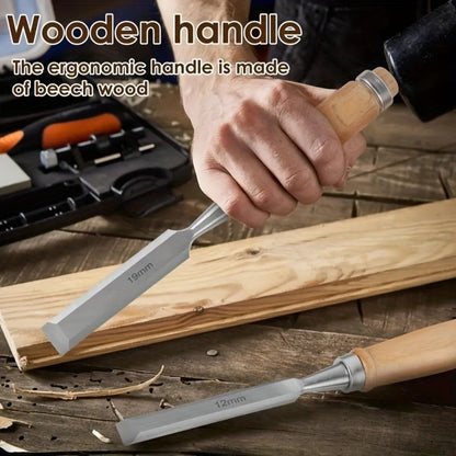 Wood Chisel Set 4pcs – CR-V Steel Woodworking Chisels 6/12/18/24mm, Professional Wood Carving & Carpentry Hand Tools for Beginners and Experts