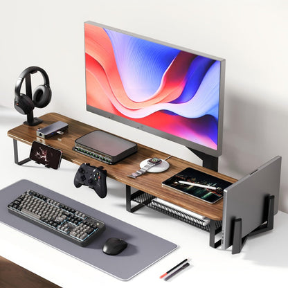 Monitor Stand Organizer with Headset Holder Phone Stand & Game Controller Holder, Versatile Desktop Riser for Computer Monitor Laptop