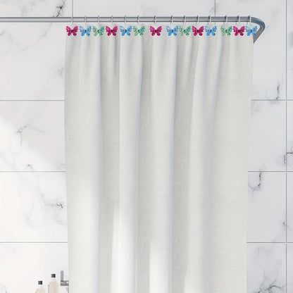 12-Piece Butterfly Shower Curtain Hook Set in Green, Blue or Multicolor Decorative Designs