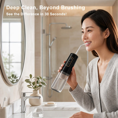 Water Flosser Portable Oral Irrigator – 360° Rotating Nozzle, 3 Pressure Modes, 4 Nozzle Tips, Rechargeable Cordless Teeth Cleaner for Travel & Daily Use