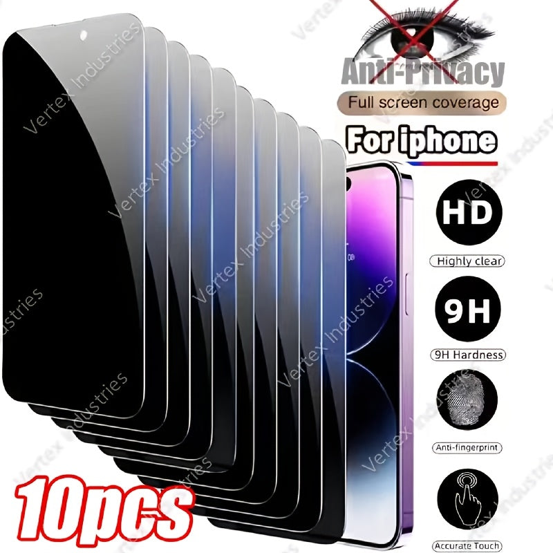 Screen Protector, 10-Piece Privacy Tempered Glass Set for 29 Selected iPhone Models from X through 17 Pro Max