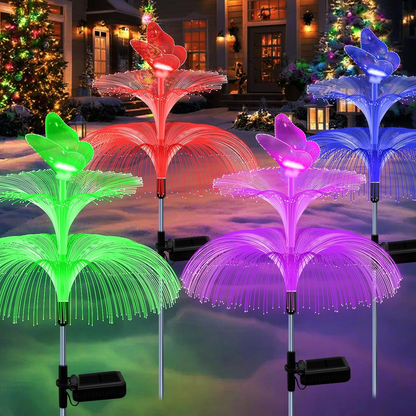 Solar Garden Lights Butterfly Jellyfish Stakes with Gradient Color Change in 2- or 4-Pack Sets