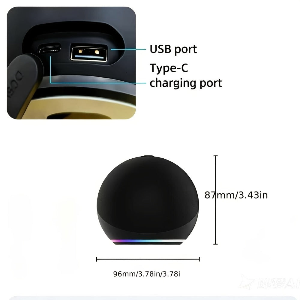 Portable Bluetooth Speaker Spherical Model with RGB, TWS, Subwoofer, 360° Listing and Included Base