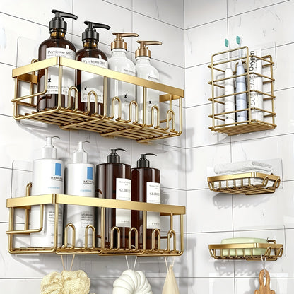 Five-Piece Shower Caddy Organizer Set with Soap Holder in Ten Exact Checkout Colors for Home and Everyday Use
