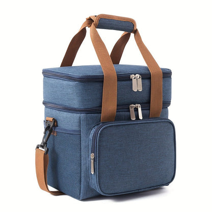 Double-Layer Lunch Carrier Bag with Shoulder Strap and One-Piece Checkout Options in Three Colors