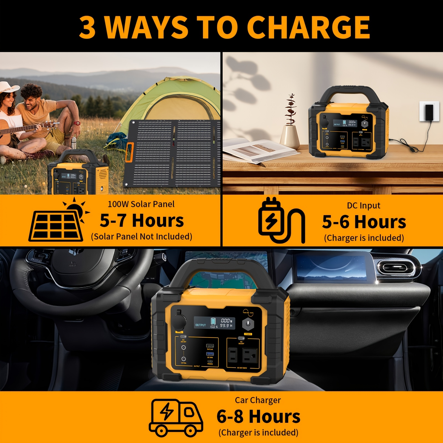 Camping Power Station 294Wh 300W (Peak 600W) – 120V AC Outlets, DC Ports, LED Flashlight, Lithium Battery Backup for Home, Travel, Outdoor & Blackout Emergencies