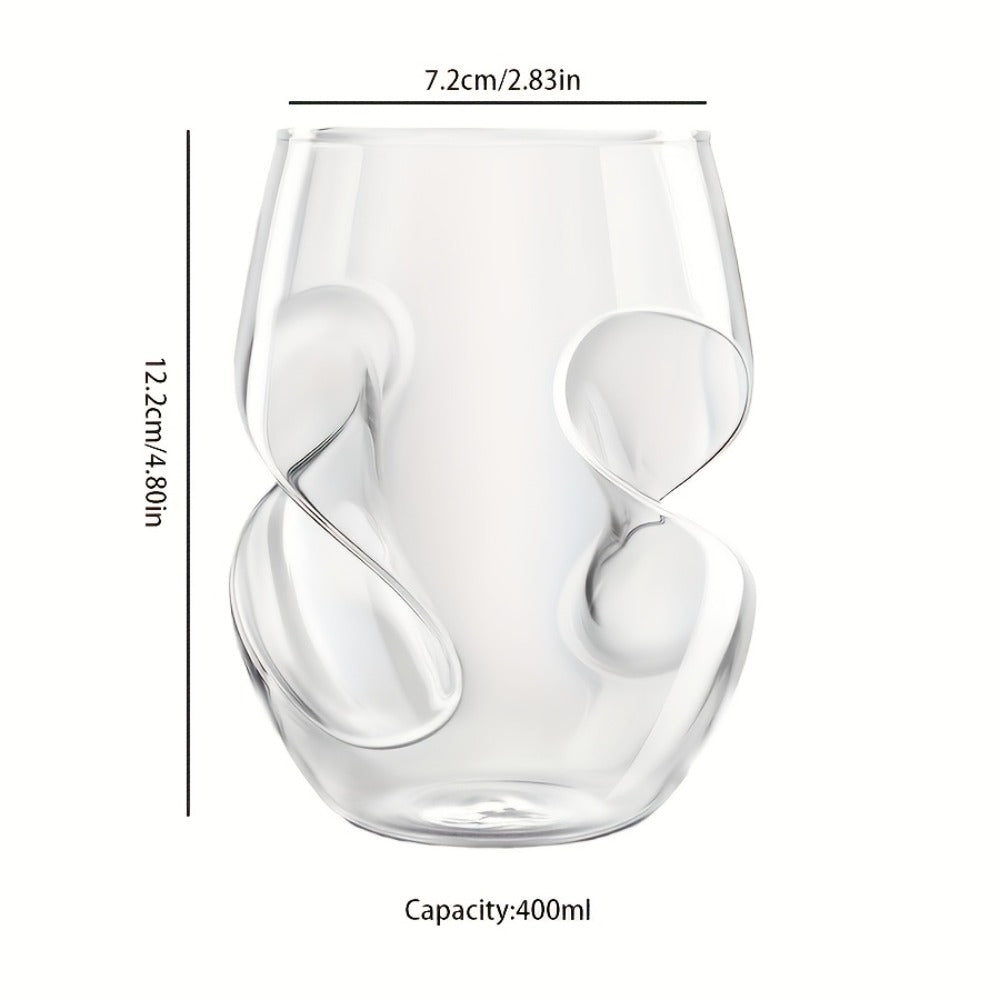 Twist Cocktail Glass Drinkware Set, 400ml Curved Cups in 2, 4 or 6-Piece Options for Home Bar and Table Service