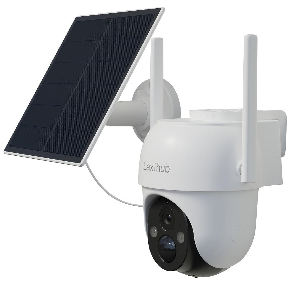 3MP Solar PTZ Outdoor Security Camera with 2.4GHz WiFi, Sold Alone or in One- or Two-Camera Solar Panel Packages