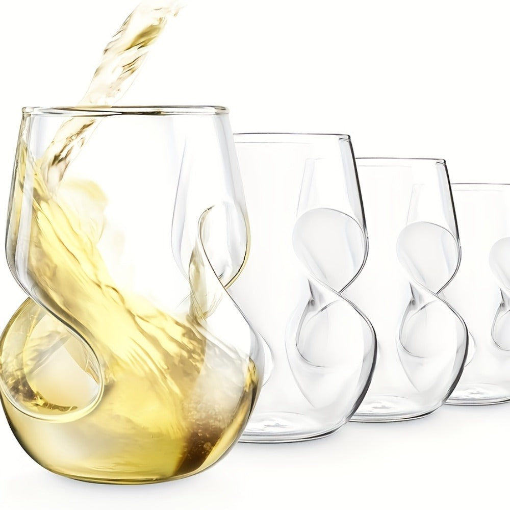 Geometric Twisted Drinking Glass Set with 400 ml Capacity and Four- or Eight-Piece Pack Options