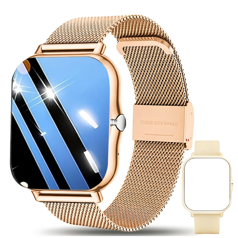 Calling Smartwatch for Men Women Heart Rate Monitor Sleep Tracker Multiple Sport Modes Music Control Weather IP67 Waterproof Magnetic Charging Android iPhone Compatible – Black Pink Silver Gold