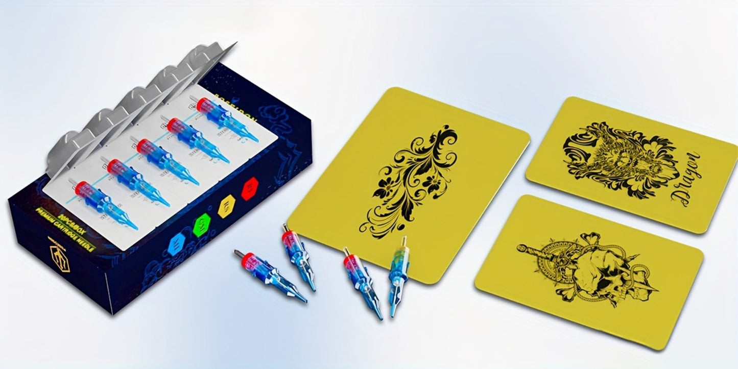 Tattoo Cartridge Needles with POSEIDON V3 Label, 50-Piece Mixed, RL-Only or RS-Only Pack Choices