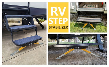 RV Step Stabilizer Kit – Adjustable Foldable Ladder Support for 5th Wheel, Travel Trailer & Motorhome, Eliminates Bounce, Protects Entry Steps, Easy 15-Min Install