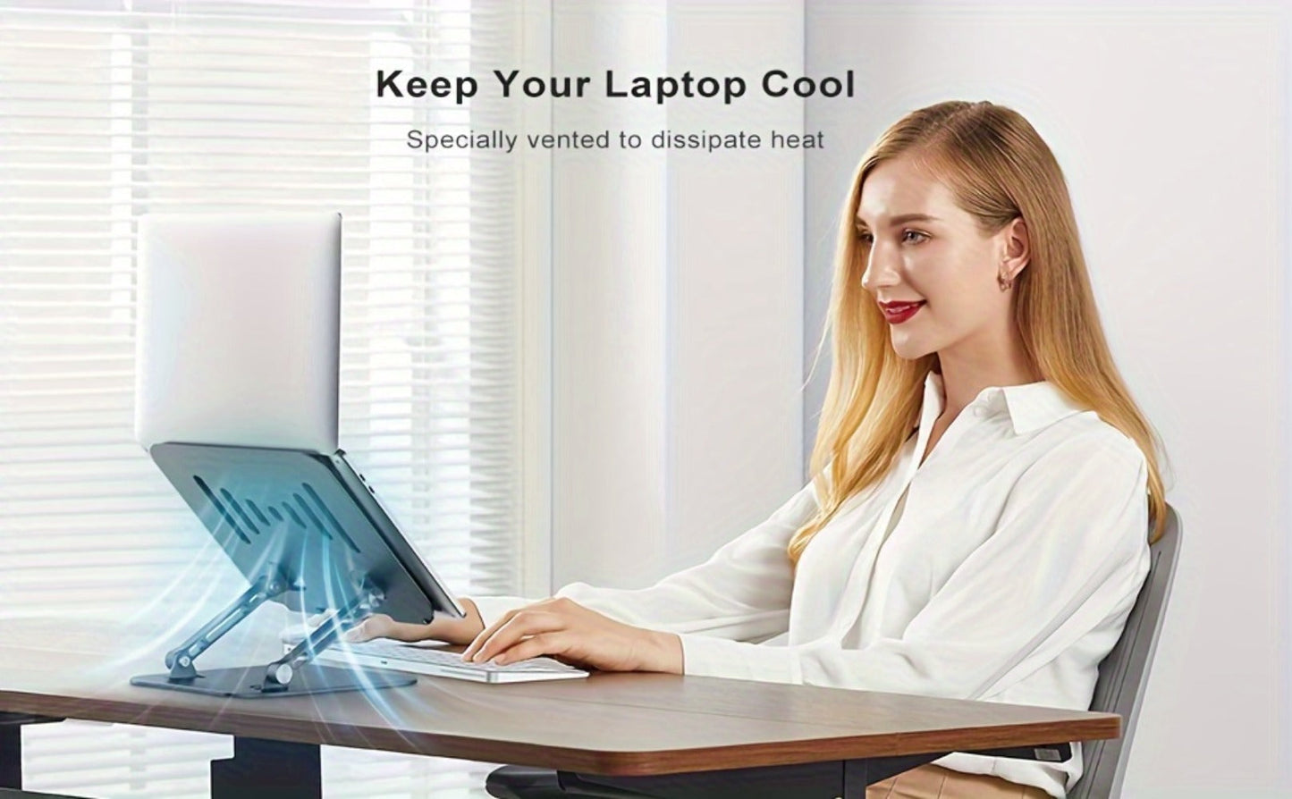 Laptop Stand Adjustable Aluminum Alloy Foldable Portable Ergonomic Desk Riser Compatible with 10 to 16.5 Inch Laptop MacBook Notebook Tablet Computer Stand Holder for Home Office – Black & Silver
