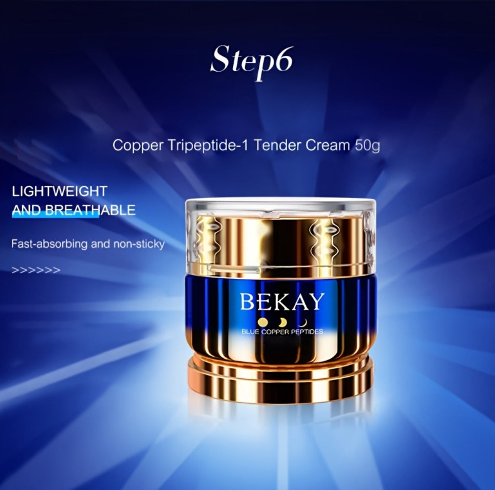12-Piece BEKAY Skincare Gift Set with Blue-and-Gold Cleanser, Toner, Lotion, Cream and Eye-Care Collection